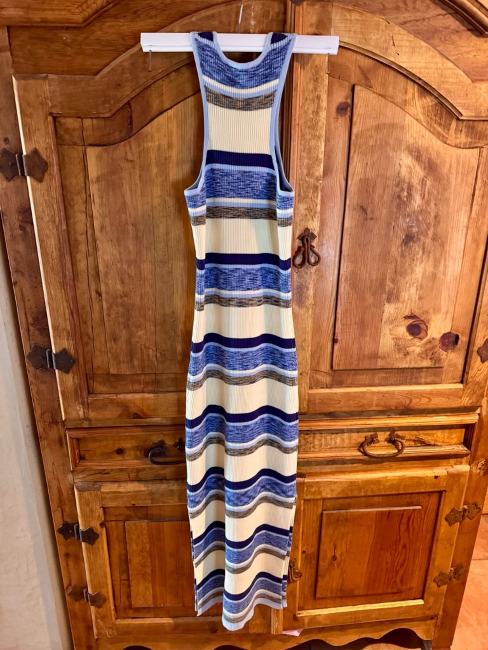 NEW SOLID & STRIPED Sleeveless Striped Knit Maxi Dress - Blue & Cream